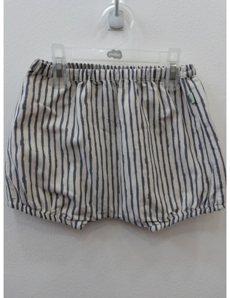 short beige con rayas dibujadas azules