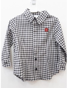 camisa manga larga cuadros grises con blancos