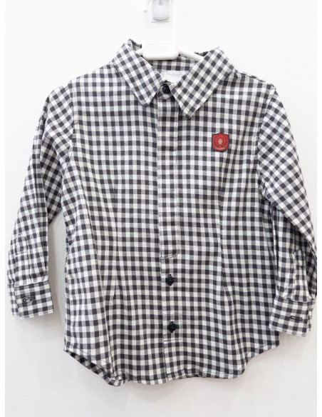 camisa manga larga cuadros grises con blancos