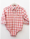 enterizo body camisa manga larga cuadros salmon