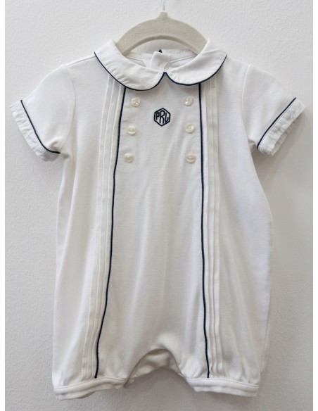 enterizo blanco con detalles azules