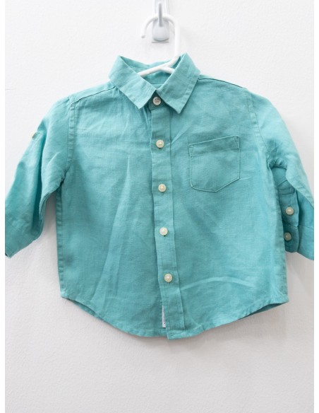 camisa turquesa lino