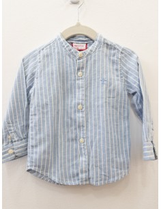 camisa manga larga rayas blancas y celestes