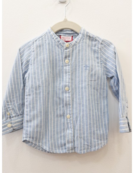 camisa manga larga rayas blancas y celestes