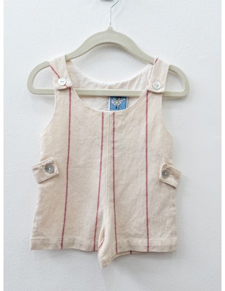 enterizo beige con rayas rojas