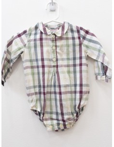 enterizo camisa manga larga cuadros concho de vino
