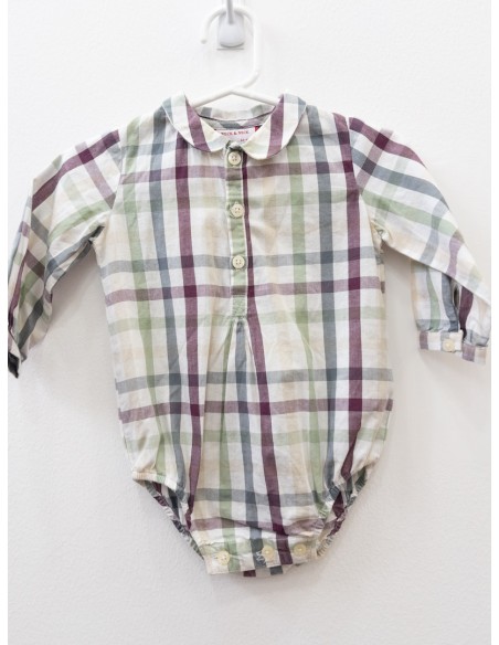 enterizo camisa manga larga cuadros concho de vino