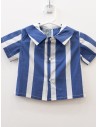 camisa manga corta azul y blanco