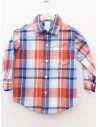 camisa manga larga cuadros naranja y azul