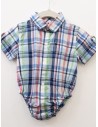 enterizo body camisa manga corta cuadros rosado, verde, azul