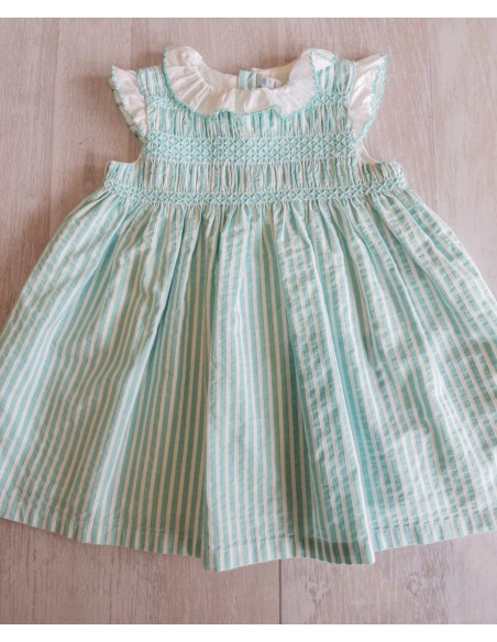 vestido rayas turquesas y blancas