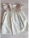 vestido rayas verdes y blancas con lazos rosados