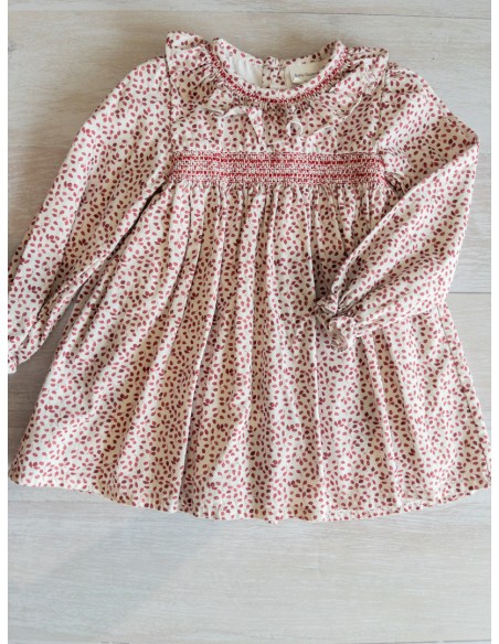 vestido flores rojas manga larga