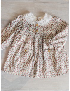 vestido con flores rosadas y limones manga larga