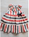vestido rayas rojas y azules con lazo de soga