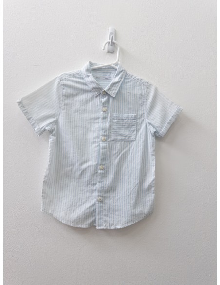camisa manga corta rayas celestes