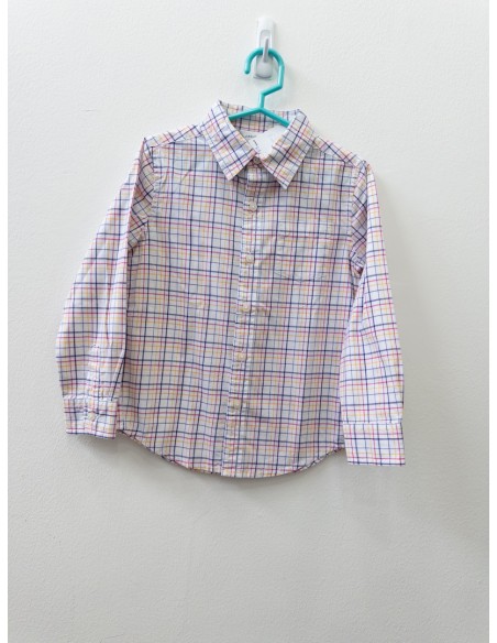 camisa cuadros azules rojo y mostaza
