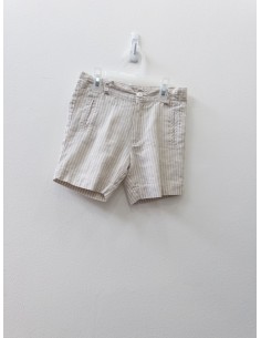 short lino rayas beige y blancas