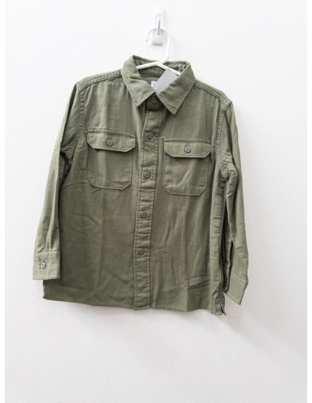 camisa verde militar manga larga