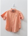 camisa manga corta cuadros naranjas y blancos