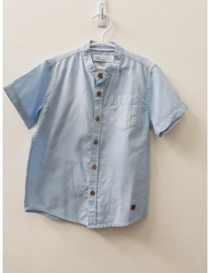 camisa celeste manga corta