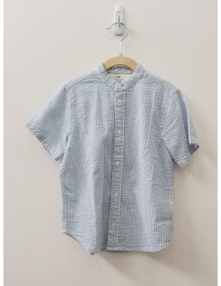 camisa rayas celestes y blancas manga corta