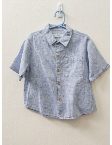 camisa lino celeste