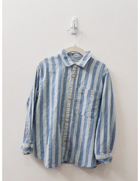 camisa lino rayas celestes y azules