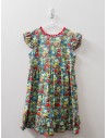vestido colores azul flores rojas, amarillas, verdes