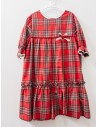 vestido rojo cuadros grises y negros