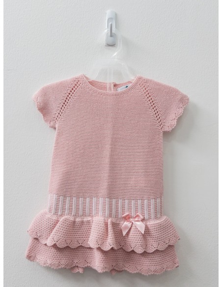 set vestido rosado tejido con calzon