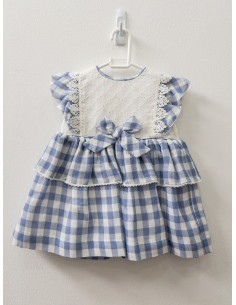 vestido cuadros azules con pecho blanco