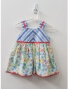 vestido flores colores con pecho rayas celestes