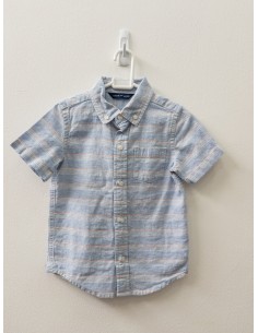 camisa manga corta rayas celestes y salmon