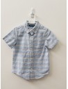 camisa manga corta rayas celestes y salmon