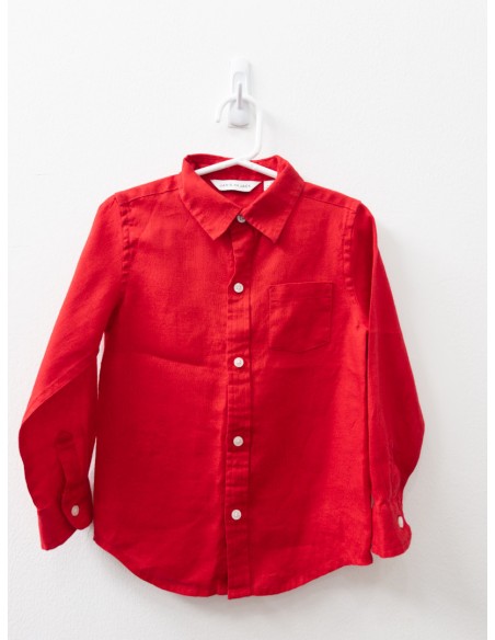 camisa manga larga lino roja