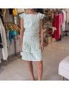 set falda y top verde brocado