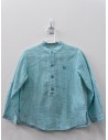 camisa manga larga rayas blancas y turquesas