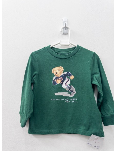 camiseta manga larga verde con osito