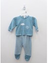 set pantalon y top manga larga turquesa con nubes