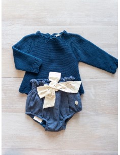 set top punto azul con cubre calzon celeste con estrellas