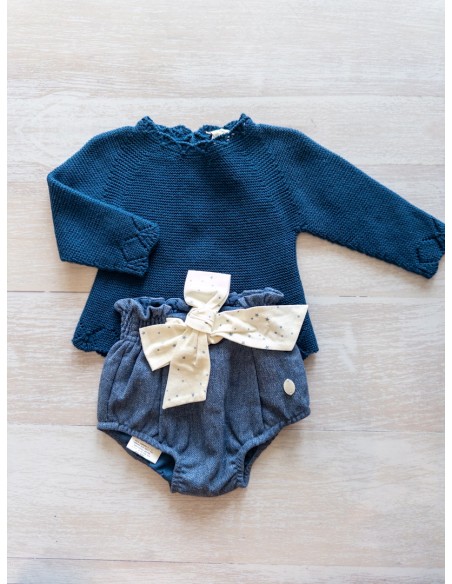 set top punto azul con cubre calzon celeste con estrellas