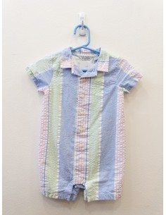 enterizo manga corta rayas rosadas, verdes, azul pastel