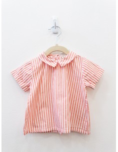 camisa manga corta rayas salmon