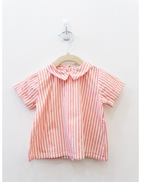 camisa manga corta rayas salmon