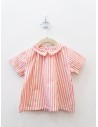 camisa manga corta rayas salmon
