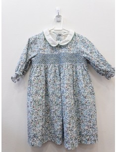 vestido manga larga flores verdes