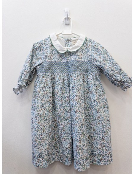 vestido manga larga flores verdes