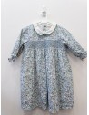 vestido manga larga flores verdes