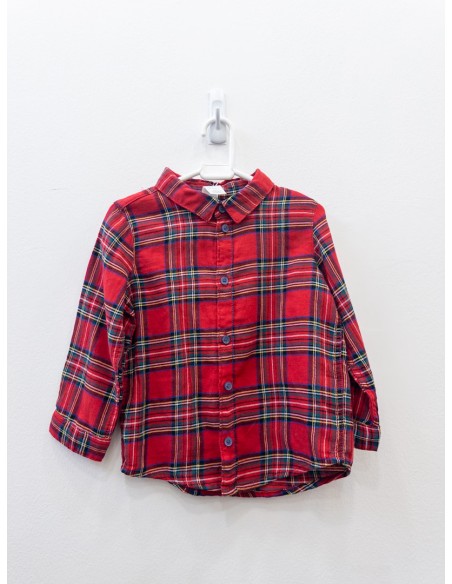 camisa roja cuadros verdes y blancos